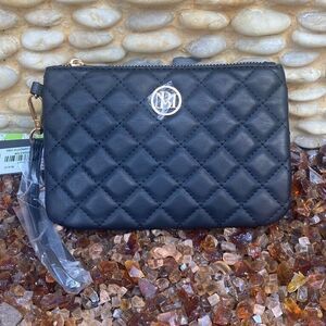 Studio Badgley Mischka Black Quilted Clutch/Wristlet. NWT